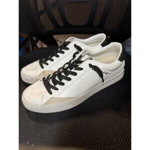 Ladies Shu Shop Ruby White Black Distressed Sneakers - Size 10